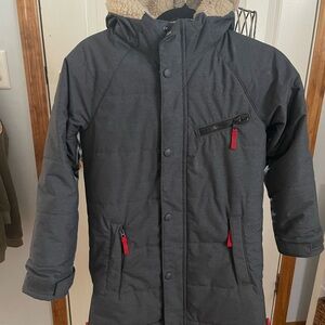 L.L. Bean Charcoal Puffer Jacket with Red Zippers-Size Kids 6-7